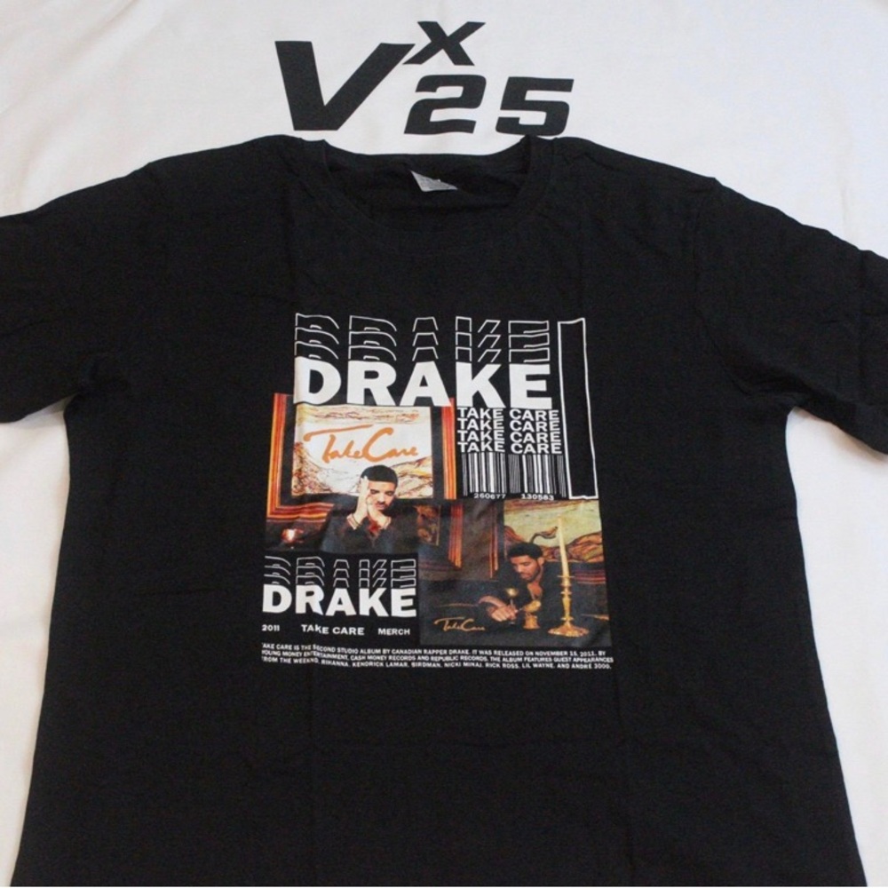 Unisex Drake Take Care Album Cover 2011 Hip Hop Rap Spotify Graphic T-Shirt Lg